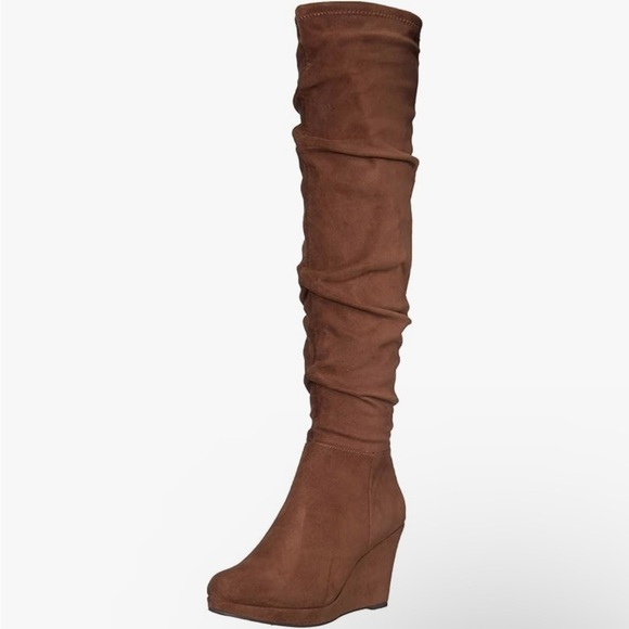 Chinese Laundry, Women’s Larisa Brown Suede Over-the-Knee Wedge Boots, size 9 - Picture 1 of 10